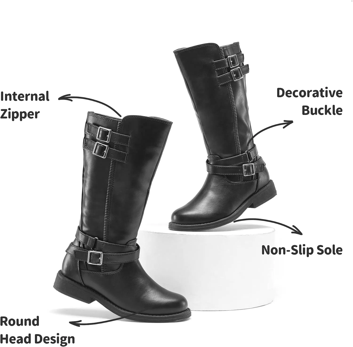 Детские сапоги для девочек с высоким голенищем DREAM PAIRS, Black — фото 4