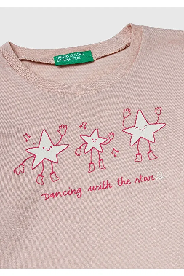 Детские свитшот для девочек с принтом United Colors Of Benetton, Powder Pink — фото 3