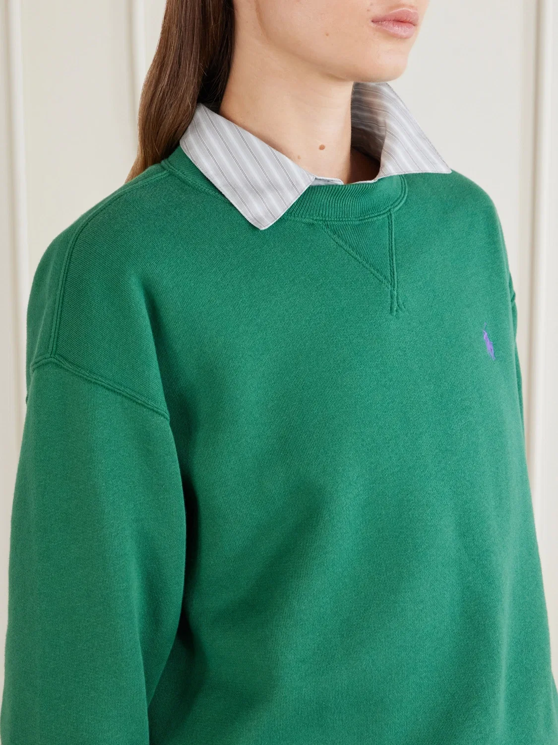 Свитшот из смесового хлопкового трикотажа Polo Ralph Lauren, зеленый — фото 4