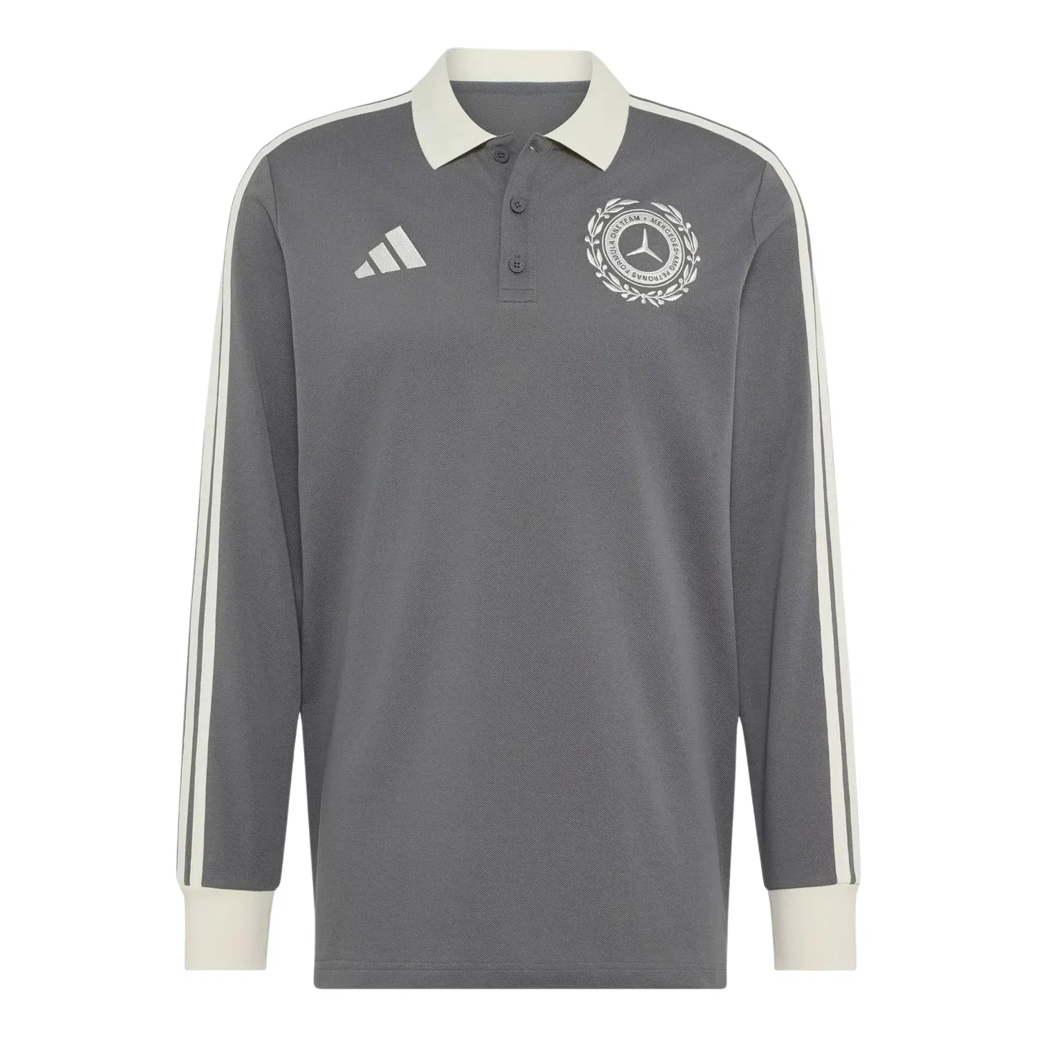 Мужское поло с длинным рукавом Adidas x Mercedes-AMG Petronas Formula 1 Team Silver Arrows Icon Polo 'Granite', серый