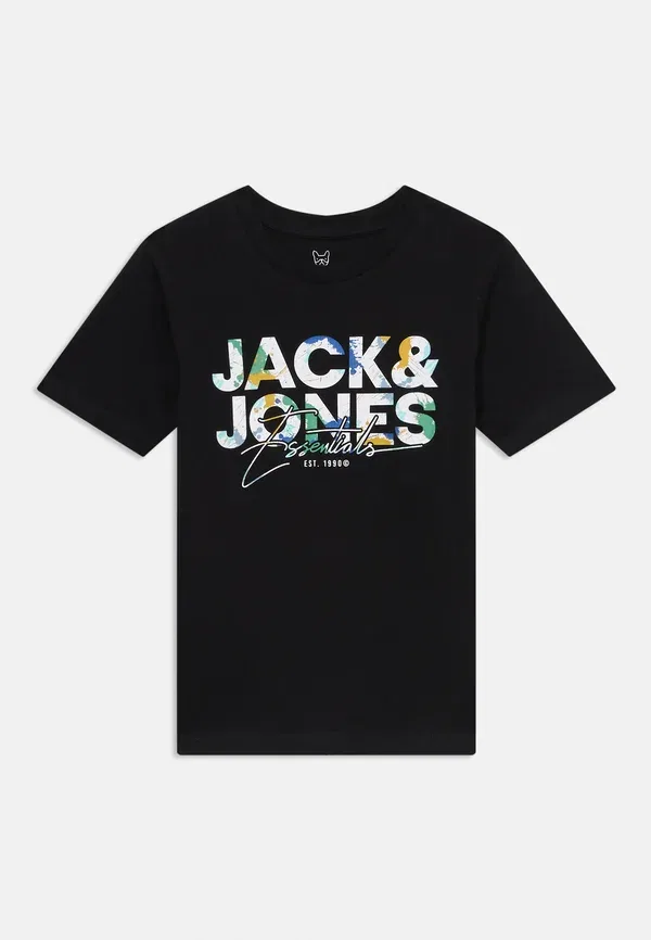 Футболка Jjgeplas с круглым вырезом, размер SS, для подростков - футболка с принтом Jack & Jones Junior, черный