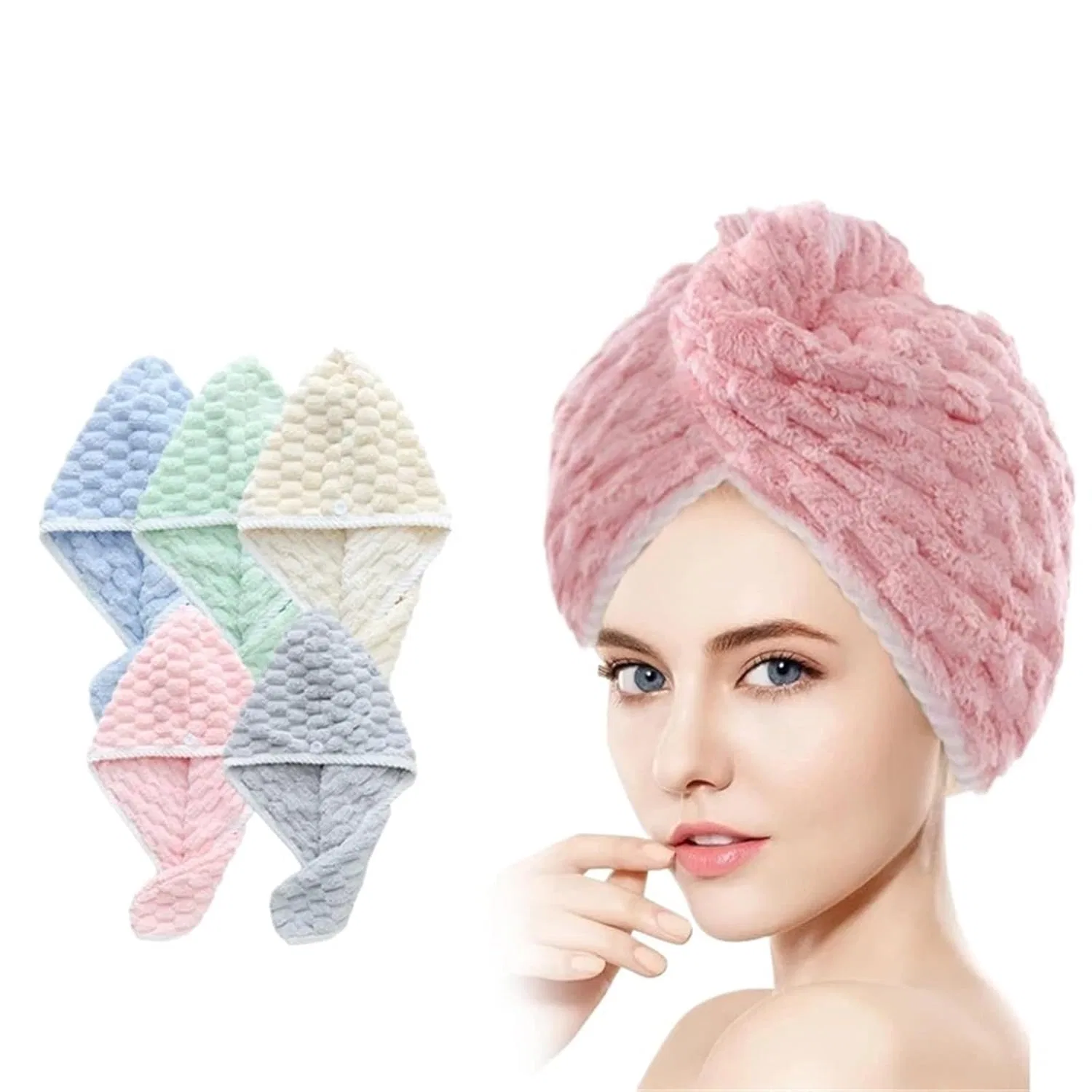Микрофибровая шапочка для волос, Himscev, 5 шт, One Color
