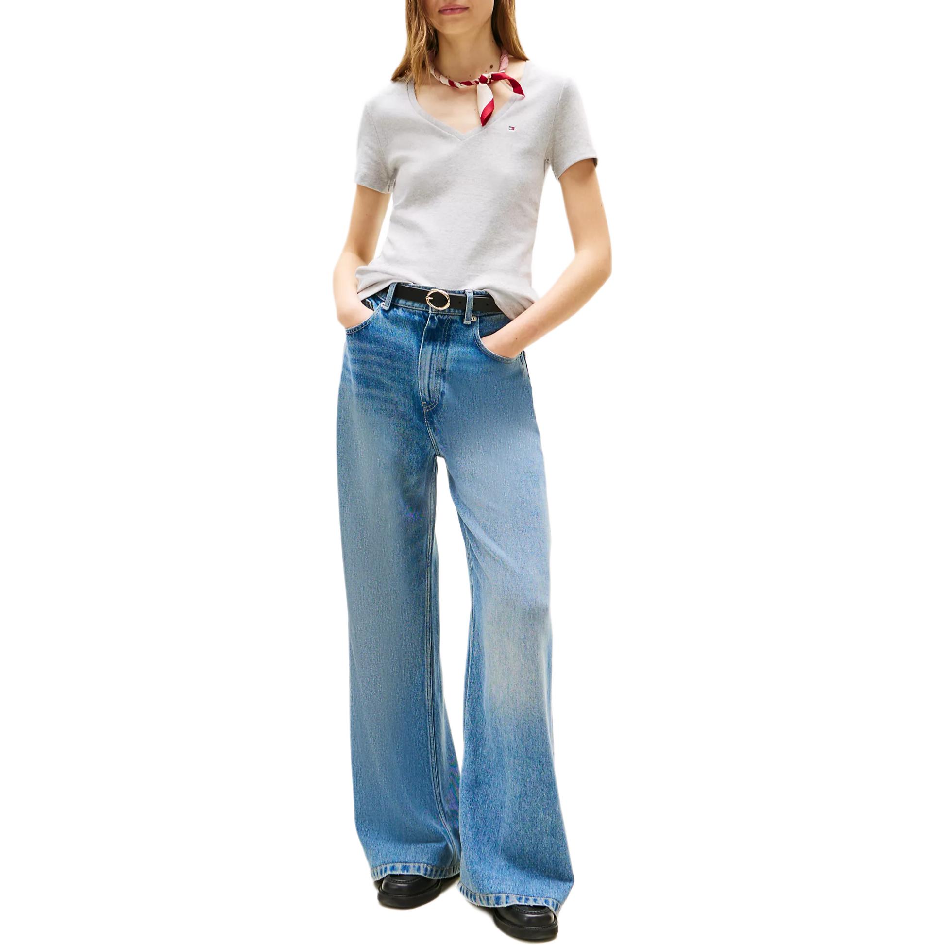 Футболка Tommy Hilfiger SS24 Set in Sleeve Women's, светло-серый — фото 2
