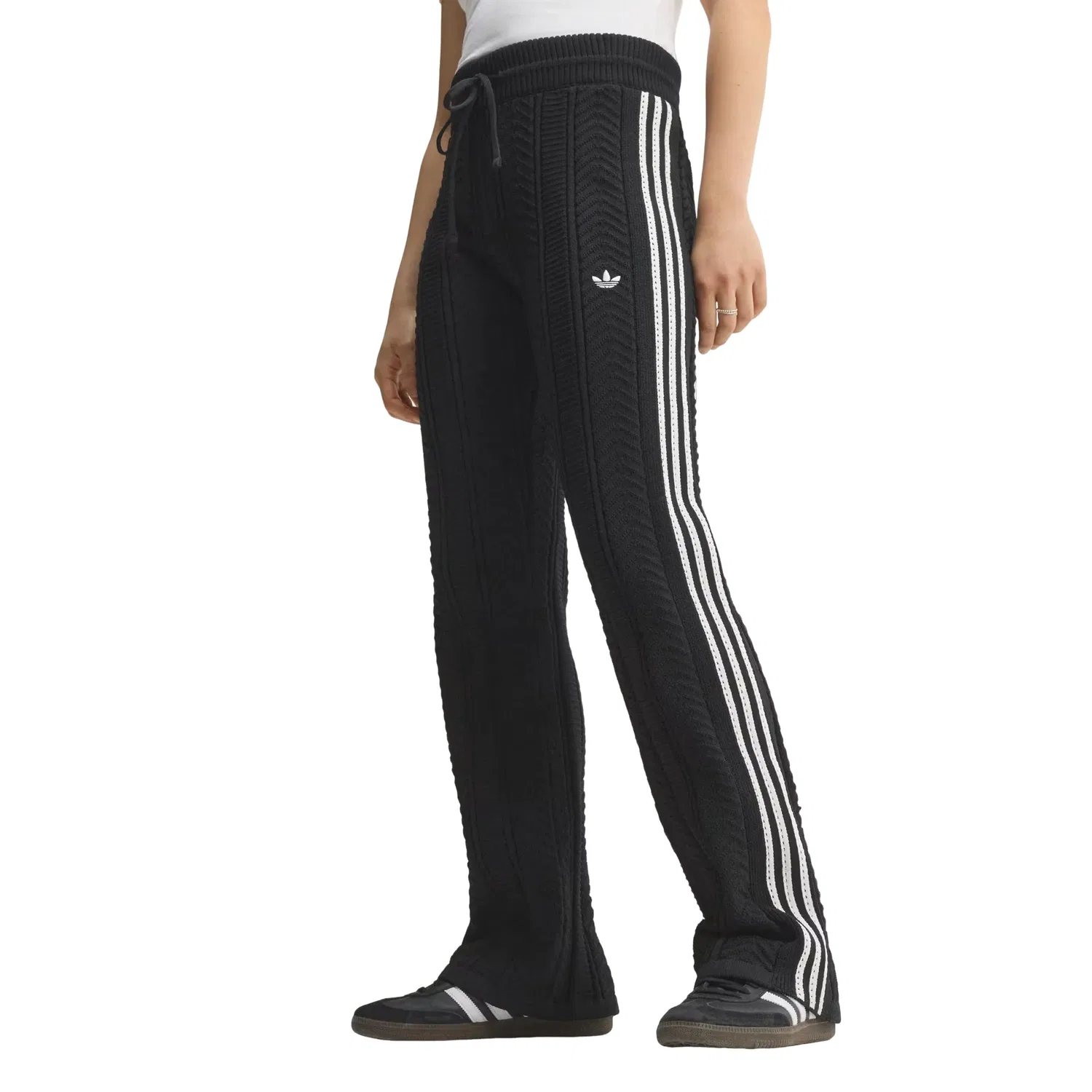 Женские брюки Wide-Leg Track Pant Asia SIzing 'Black Cloud White' adidas, Black/Cloud White — фото 3