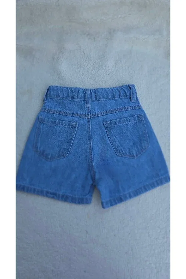 Детские джинсовые шорты для девочек с вышивкой Bilge Trend, Blue — фото 4