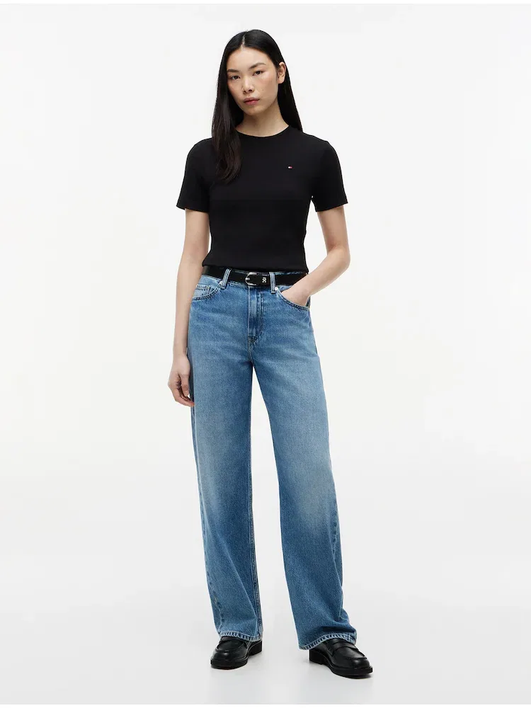 Футболка с круглым вырезом Slim TOMMY HILFIGER, Black — фото 2