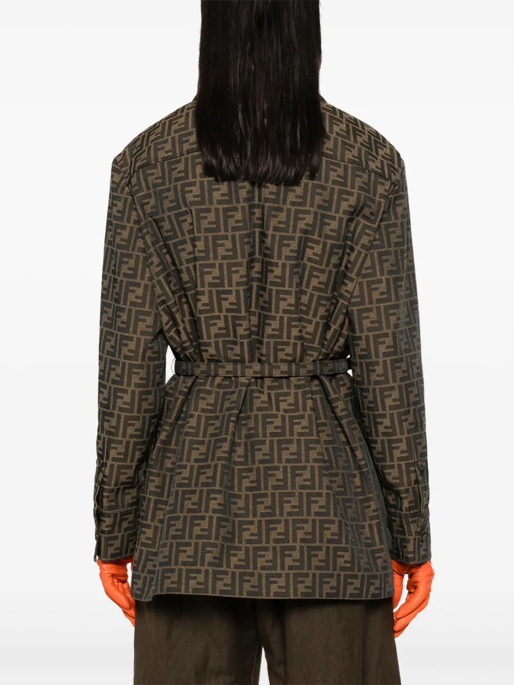 Куртка с логотипом FF Fendi, коричневый — фото 4
