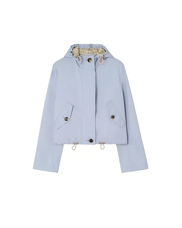 Женская куртка-парка укороченная из тропической габардины модель Cropped tropical gabardine parka Burberry, Sunbleached Blue — фото 2