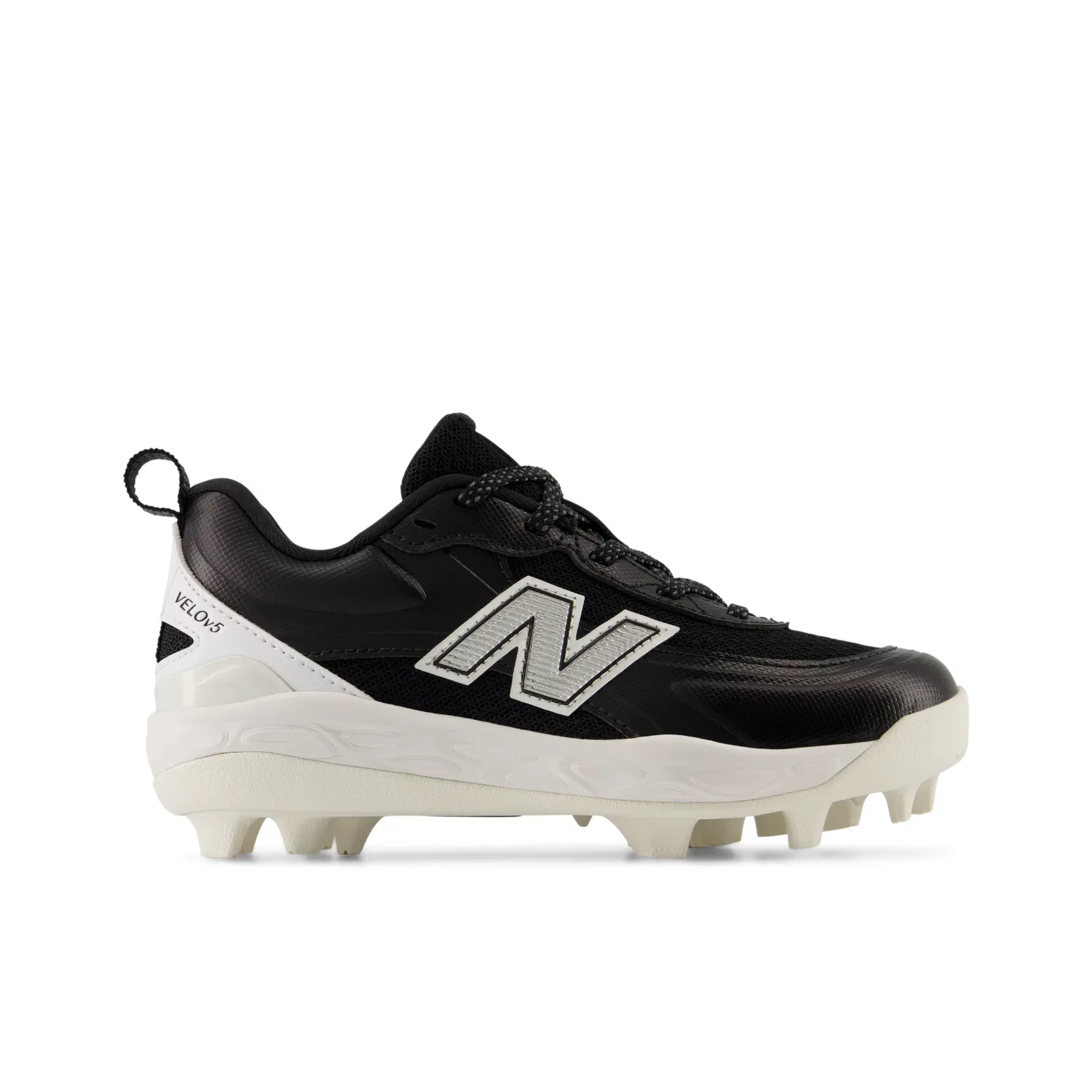 Детские бутсы для софтбола с шипами Velo v5 Rubber Molded New Balance, Black With Metallic Silver