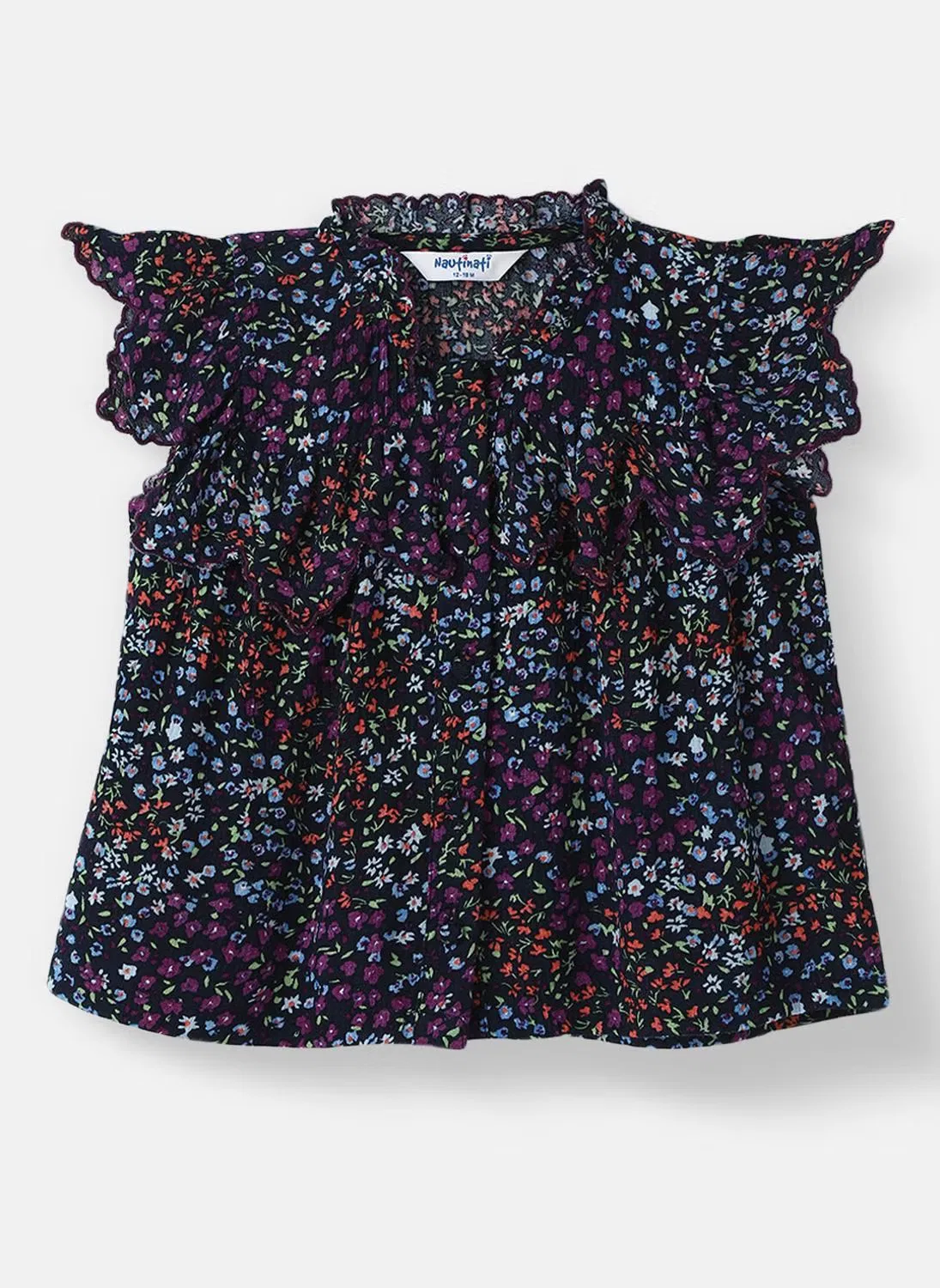 Комплект для девочек с цветочным принтом топ и шорты Nautinati, фиолетовый — фото 3