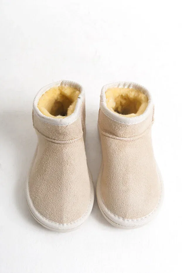 Детские ботинки для девочек на меху Moda Lime, Beige — фото 3