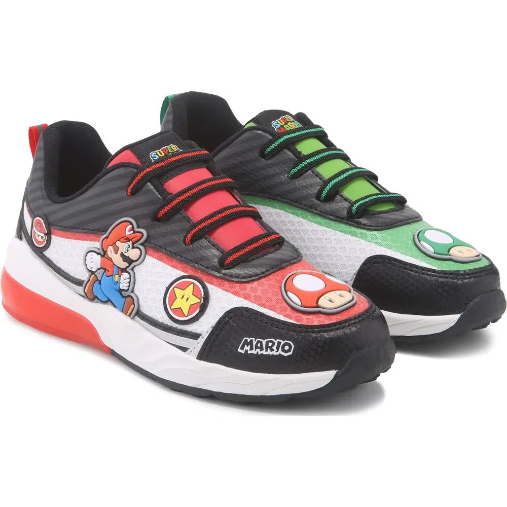 Детские светящиеся кроссовки Super Mario, Black/Red/Green