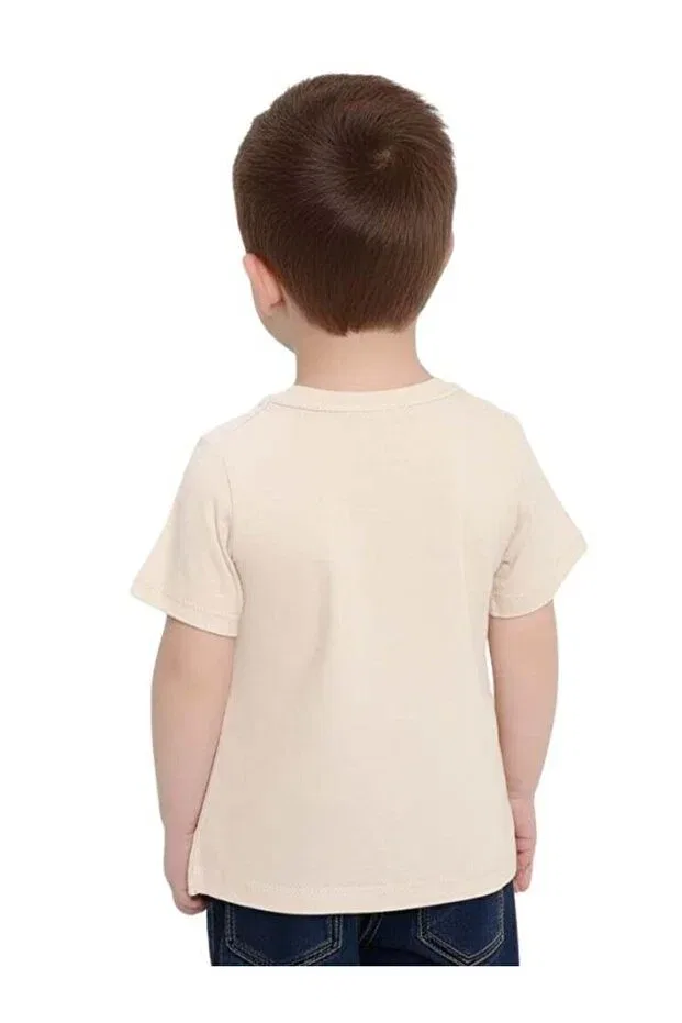 Детская футболка для мальчиков с коротким рукавом Zekids, Beige — фото 4