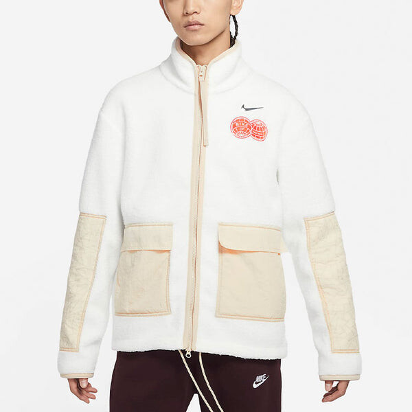 Куртка Nike CNY Chinese New Year's Edition Contrast Color Stitching Loose Sports Stand Collar Jacket Beige, цвет creamy — фото 4