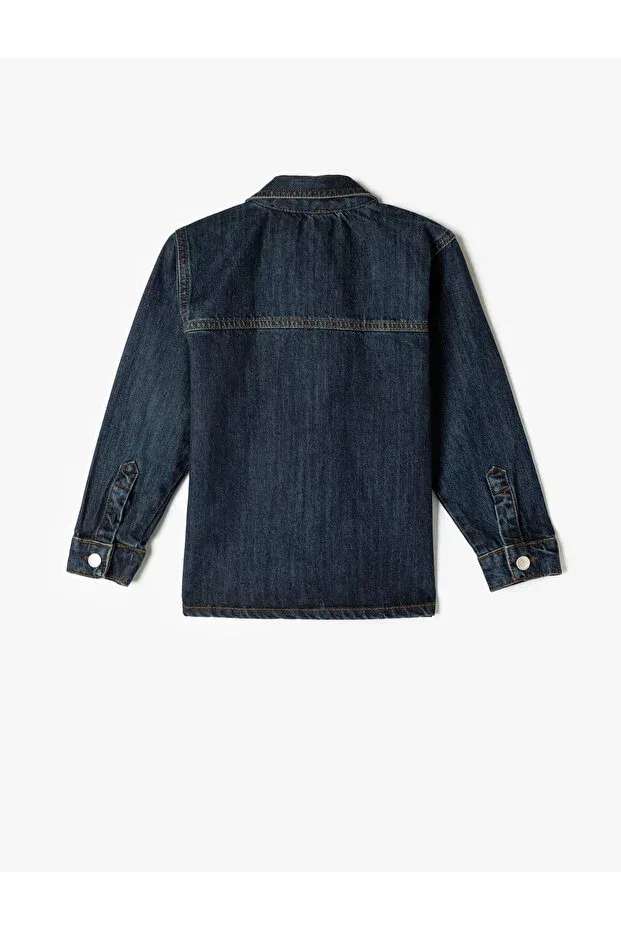 Детская рубашка из денима с длинным рукавом Koton, Dark Indigo — фото 2