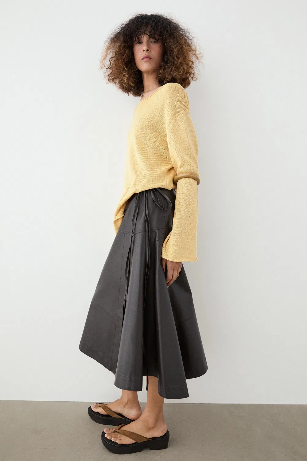Свитер из 100% мерсеризованного хлопка Massimo Dutti, золотой — фото 4