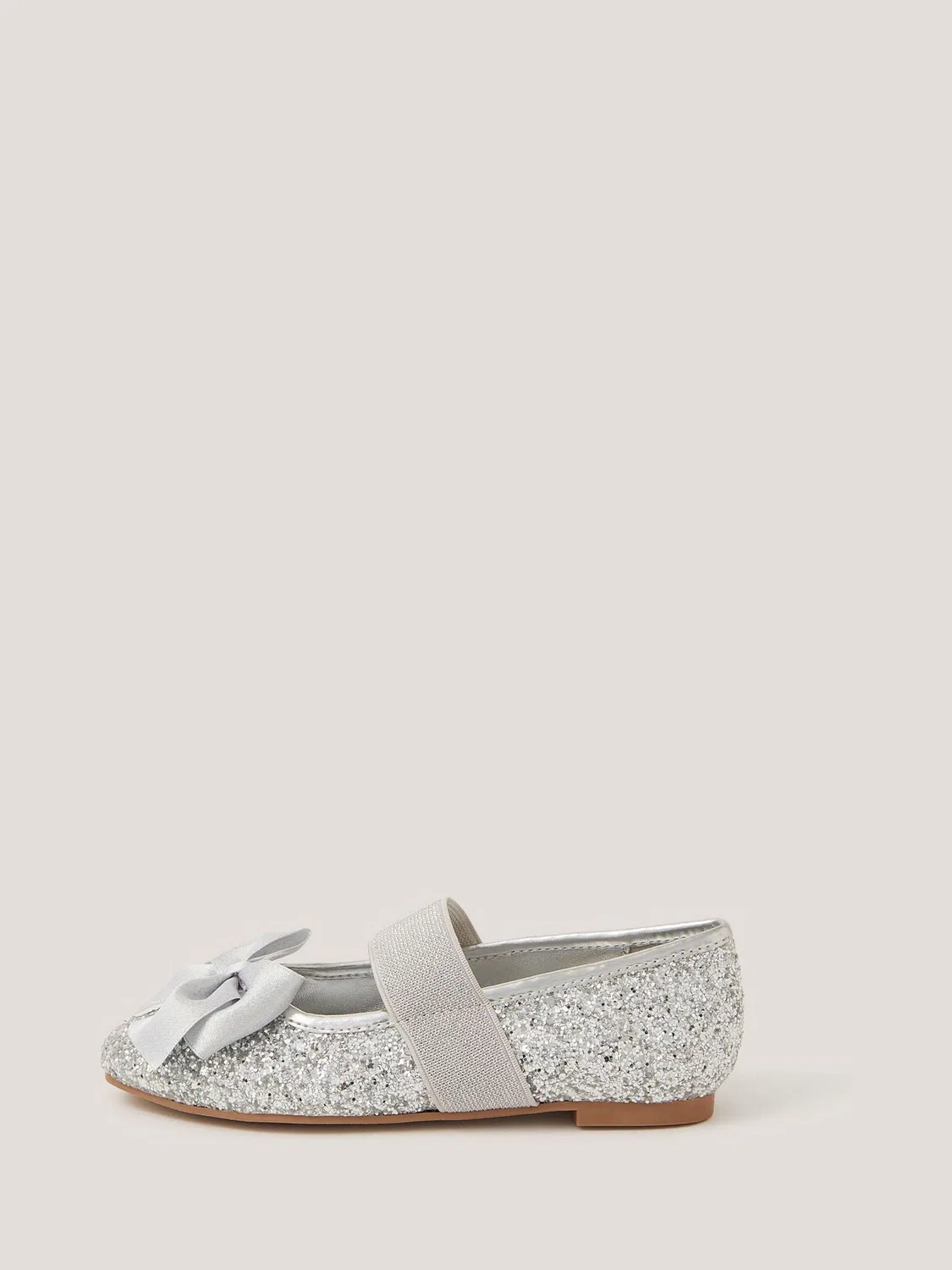 Балетки с блестками и бантом Monsoon, Silver