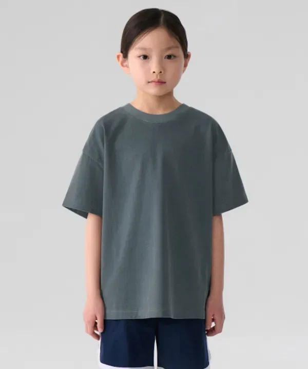 Футболка оверсайз с пигментным окрашиванием, Musinsa Standard Kids, павлиний синий