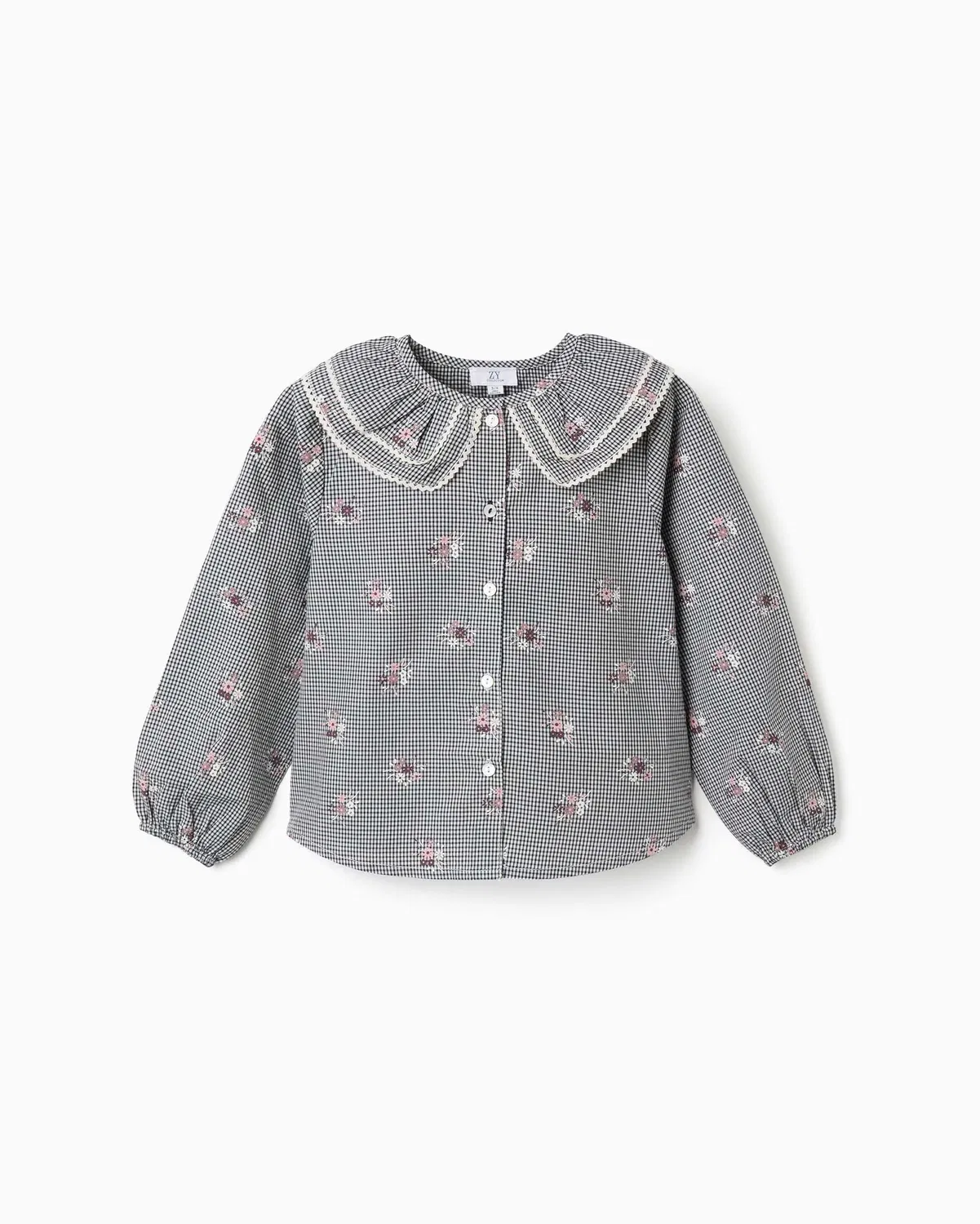 Детская блузка из хлопка, 100% Vichy, Zippy, темно-синий