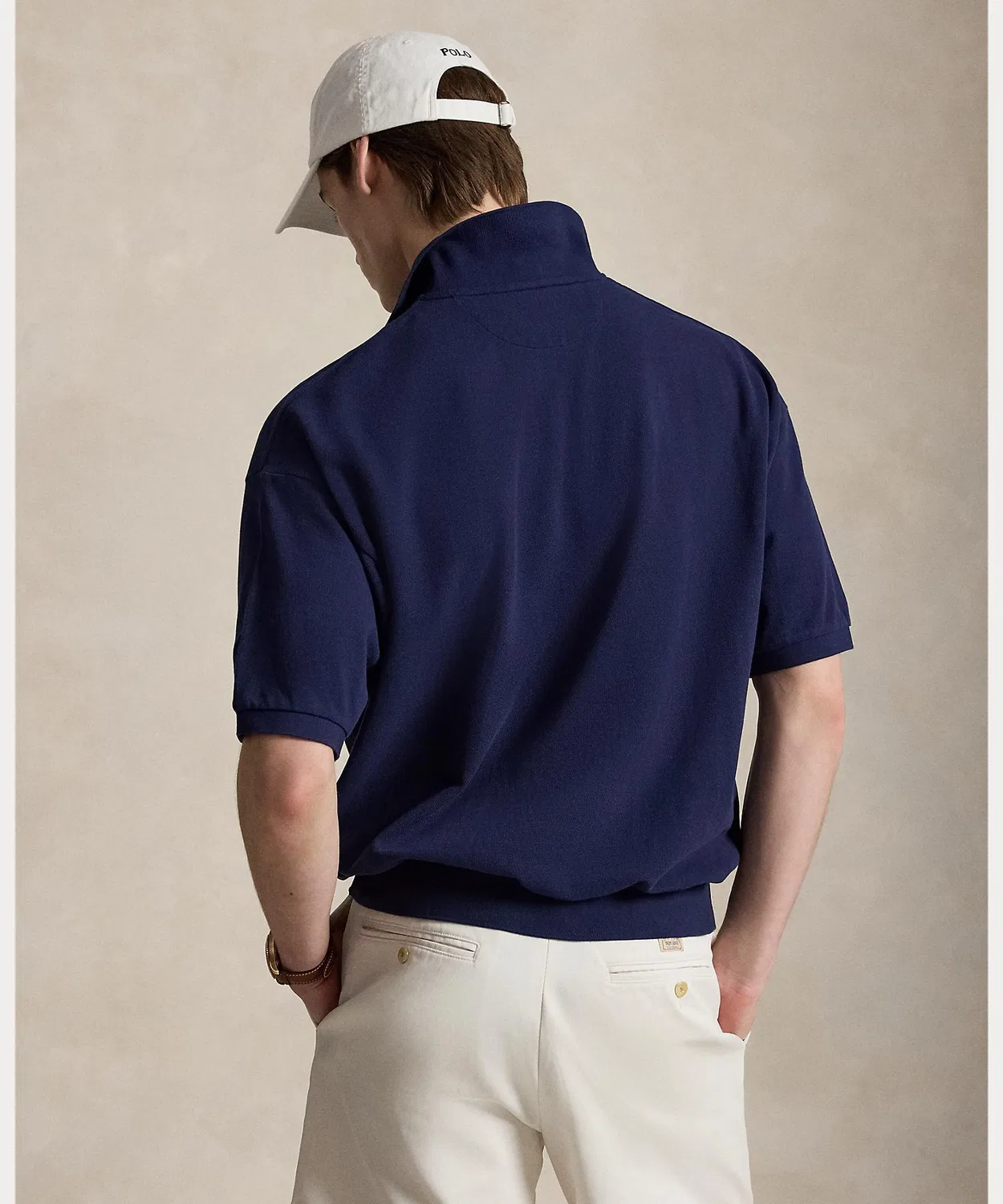 Мужская хлопковая футболка-поло с коротким рукавом, Relaxed Fit Mesh Polo POLO RALPH LAUREN, Navy — фото 3