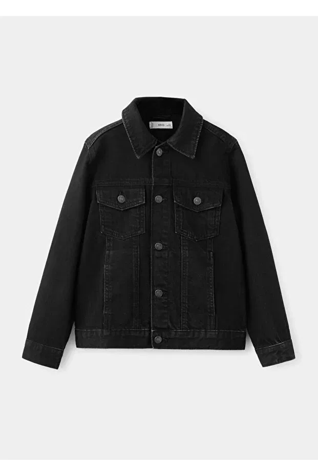 Детская куртка для девочек джинсовое Mango Kids, Black Denim