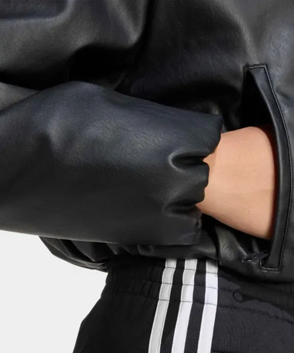 Куртка бомбер из искусственной кожи с синтепоном, Adidas, черный — фото 4