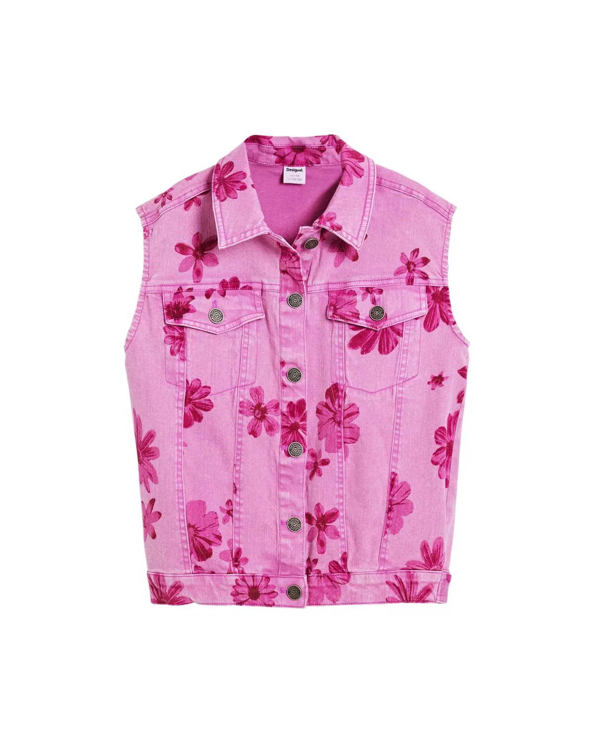 Детский жилет для девочек джинсовый с принтом Desigual, Rosa Chicle
