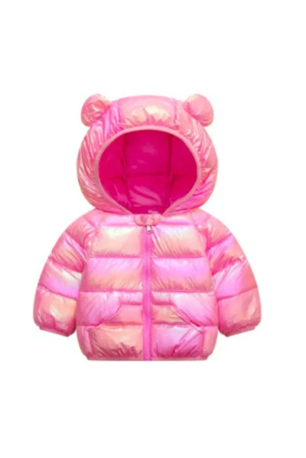 Детский пуховик для девочек с капюшоном Teddy Cute Puffer Jacket Petityu, Sugar Pink