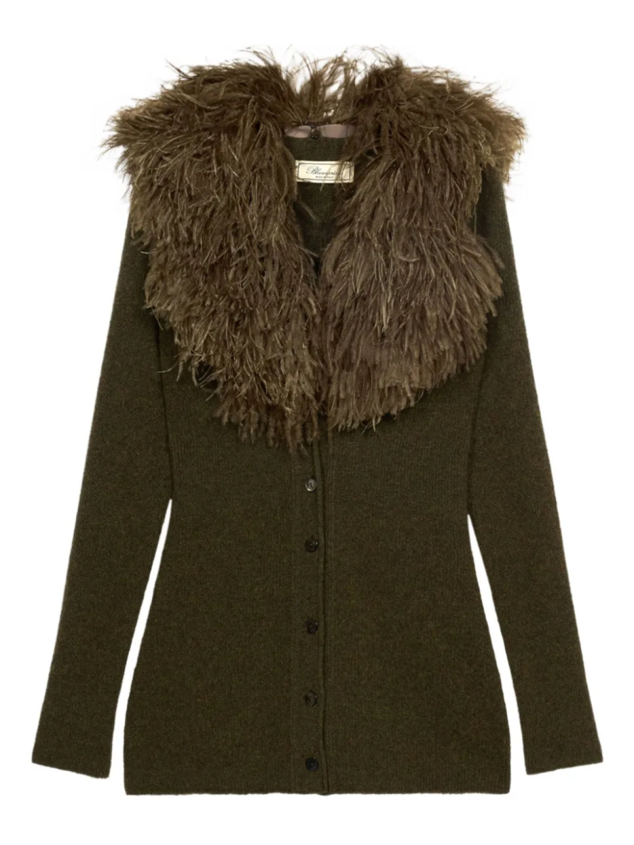 

Шерстяной кардиган, украшенный перьями Blumarine, зеленый