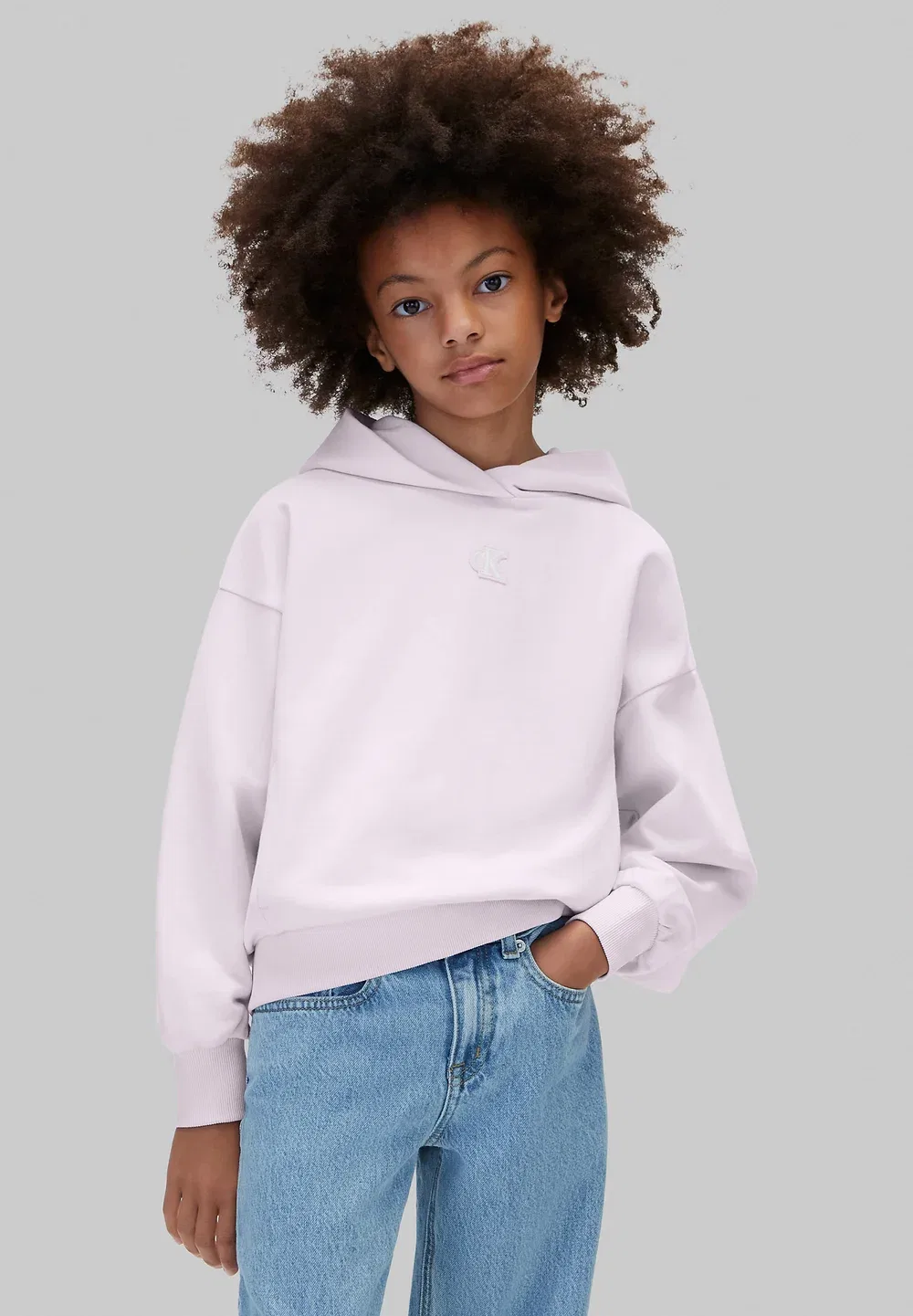Детская толстовка с отверстием для большого пальца - худи Calvin Klein Jeans, Orchid Ice — фото 2