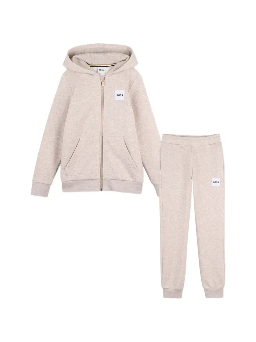 Спортивный костюм с капюшоном и нашивкой-логотипом Boss Kidswear, бежевый