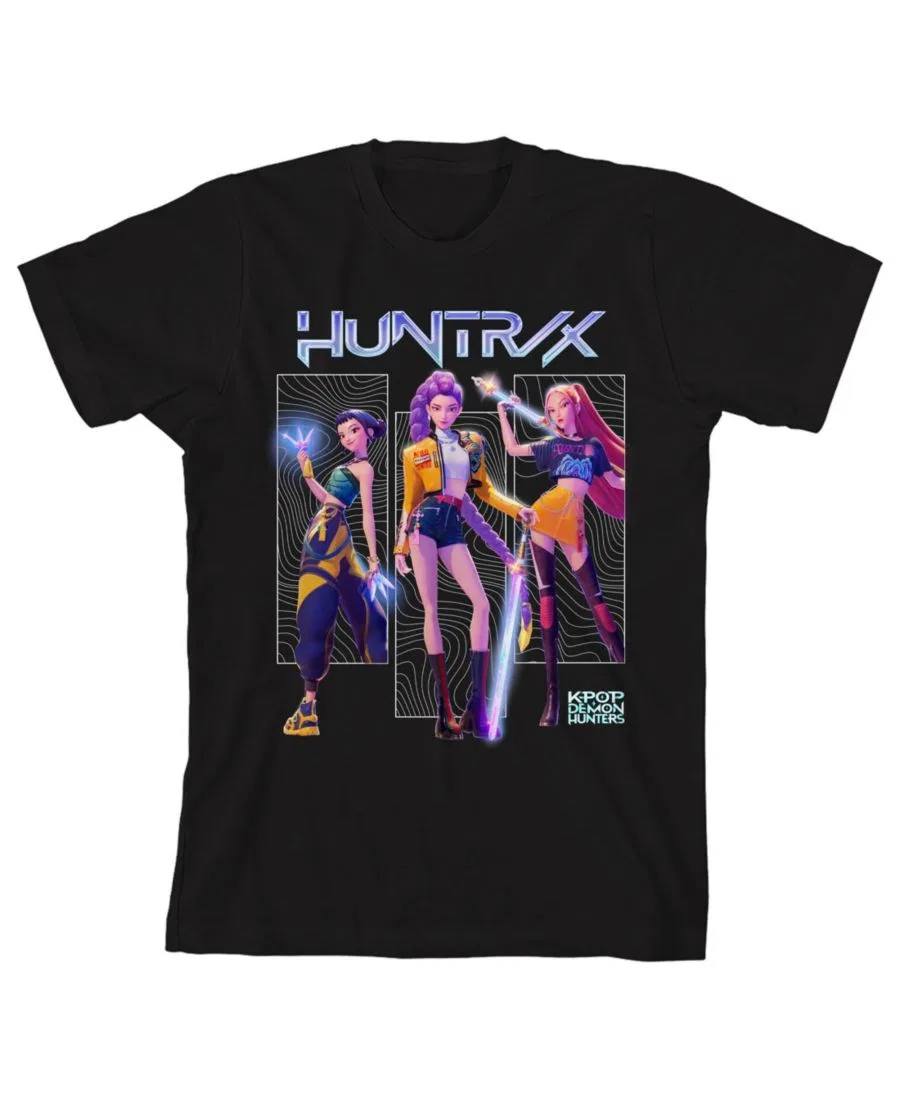 Футболка с коротким рукавом с принтом Kpop Demon Hunters, Black