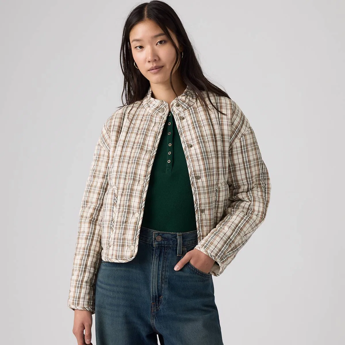 Стеганая куртка-подкладка Lana Levi's, Bea Plaid Egret - Multi-Color