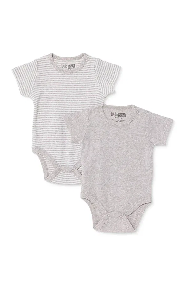 Детское боди для мальчиков с коротким рукавом 2-шт Hellobaby Ebebek Hello Baby, Light Brown