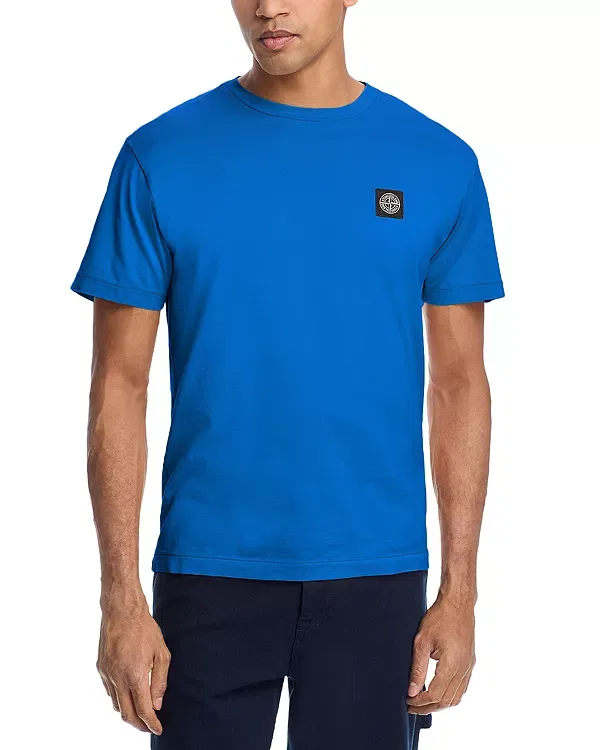 Мужская футболка с принтом Cotton Jersey Compass Patch Stone Island, Bright Blue