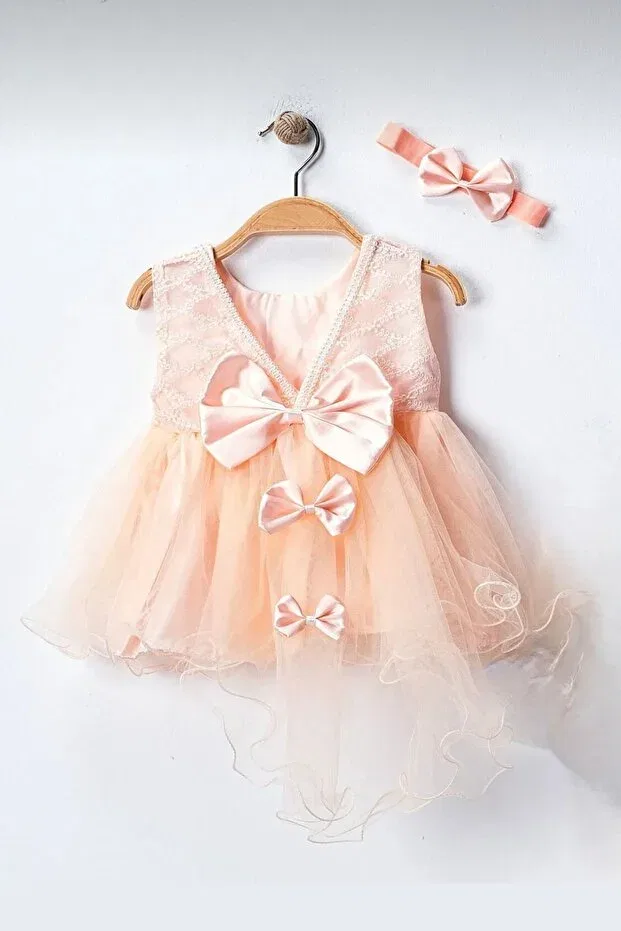 Детский комплект для девочек без рукавов 4-piece Mevlüt Dress Cherub Baby, Salmon