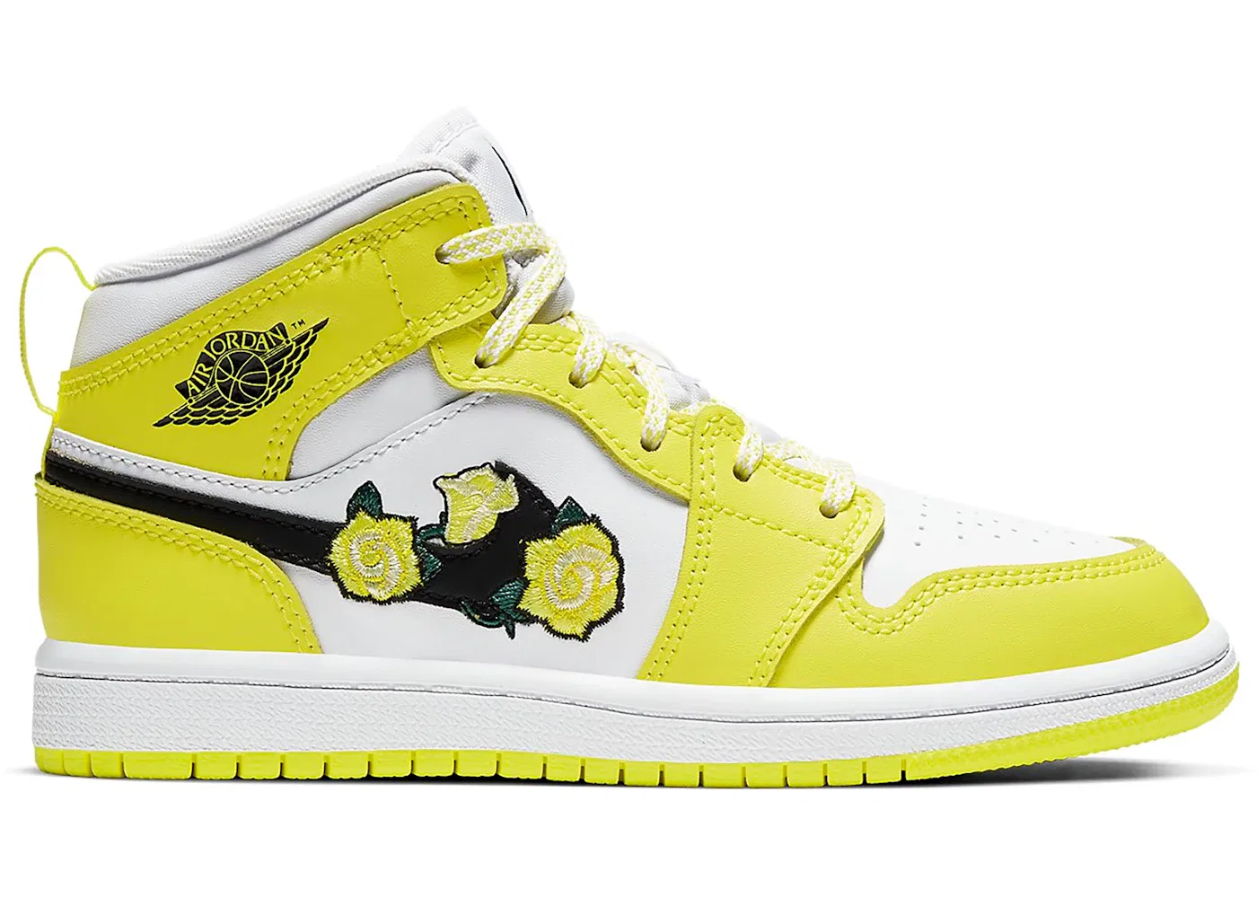 Детские кроссовки Lifestyle с принтом Jordan 1 Mid Jordan, Dynamic Yellow/White-Black