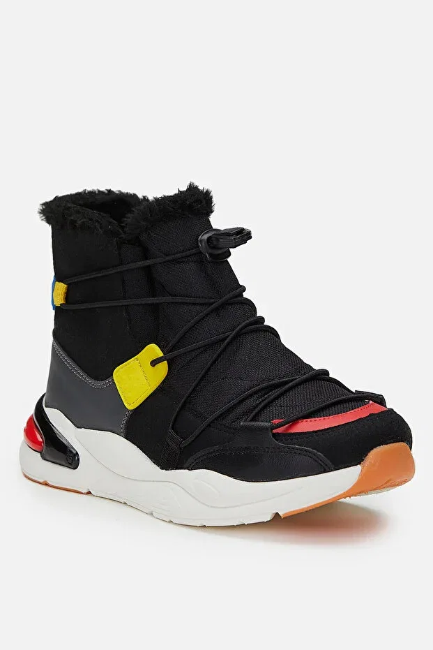 Детские ботинки для девочек на шнуровке Pablo fur boy black boots Vicco, Black — фото 2