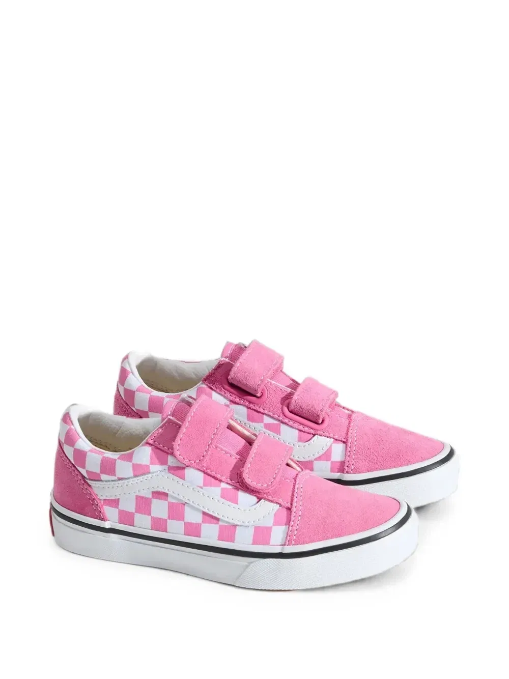 Кеды Old Skool V с шахматным принтом на липучках Vans Kids, розовый