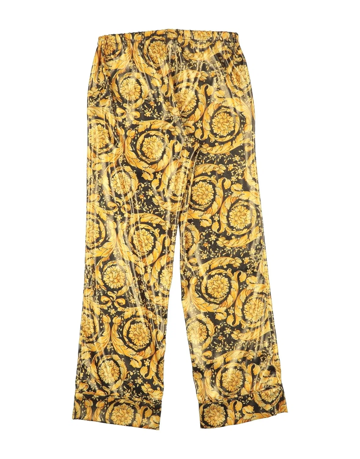 Детские брюки для девочек сатиновые с принтом Versace Young, желтый — фото 2
