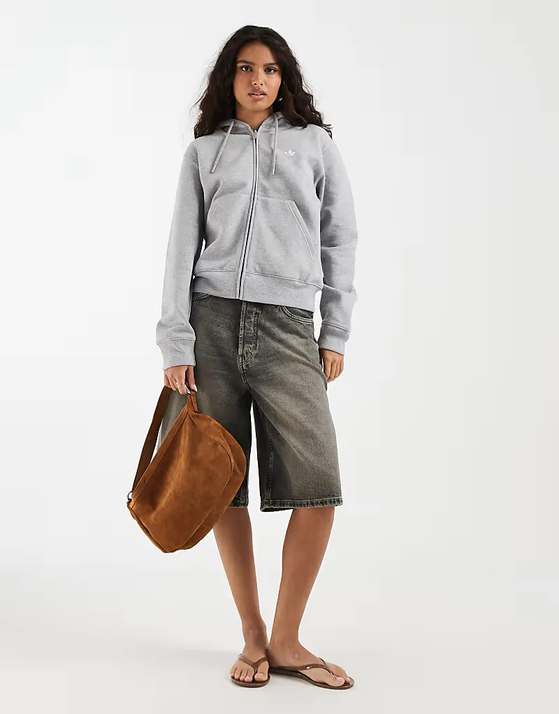 Худи Adidas Originals Essential на молнии, серый — фото 2