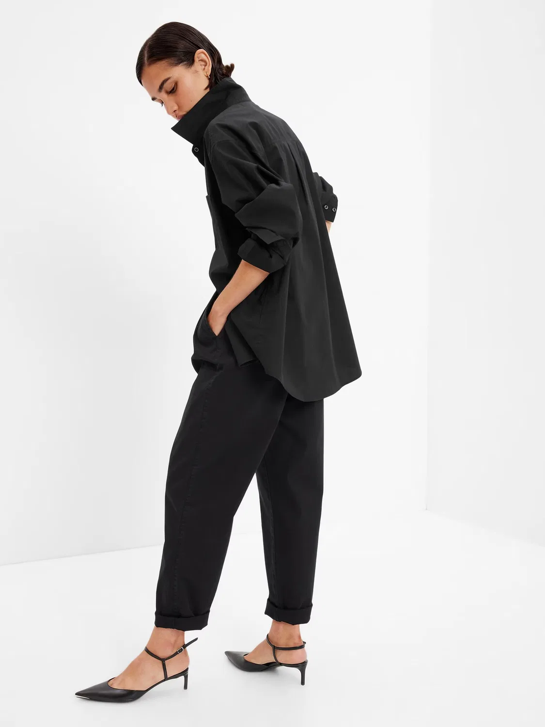Рубашка оверсайз Gap Black — фото 4