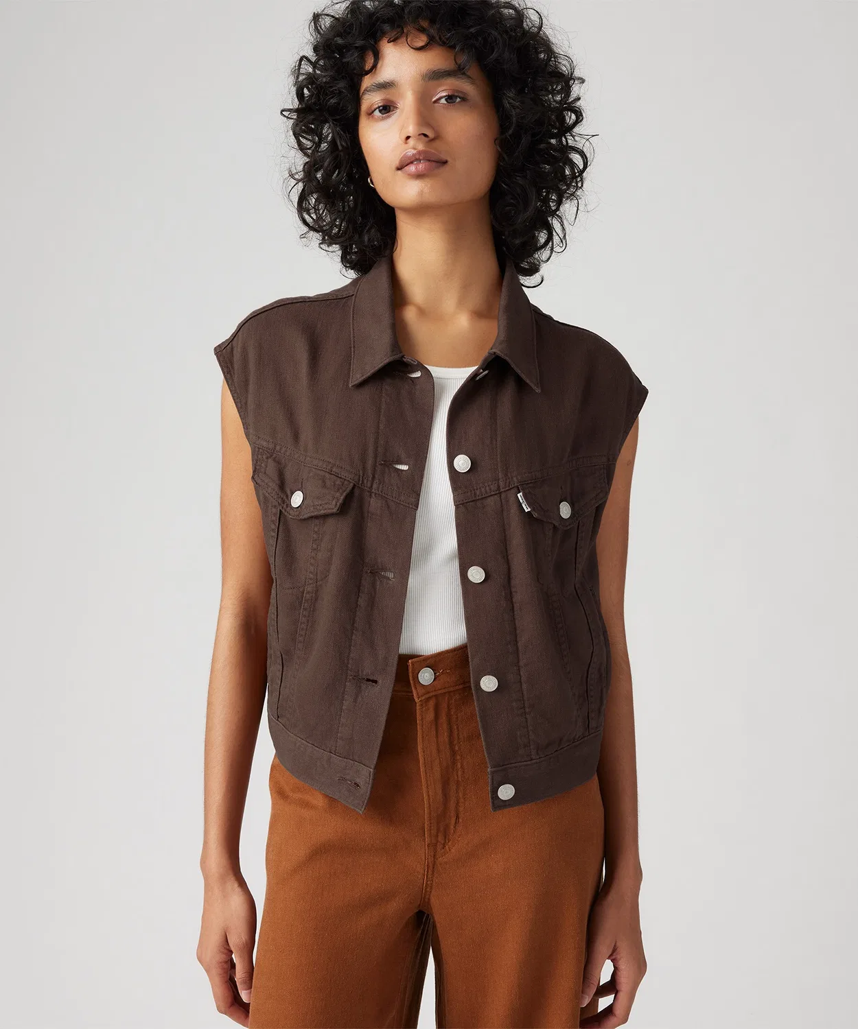 Женский джинсовый жилет без рукавов Levi's SHRUNKEN 90S, Brown