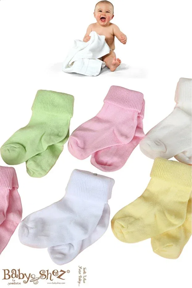 Детские носки для новорожденных хлопковые 6 штук Baby Shez, Pink — фото 4