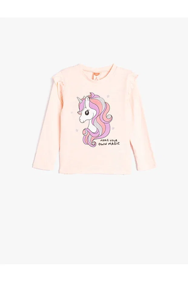 Детская футболка с длинным рукавом Unicorn t-shirt Koton, Rose