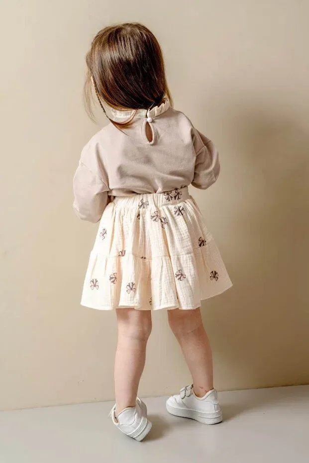 Детский комплект для девочек с принтом Glam Jnf Kids, Beige — фото 3