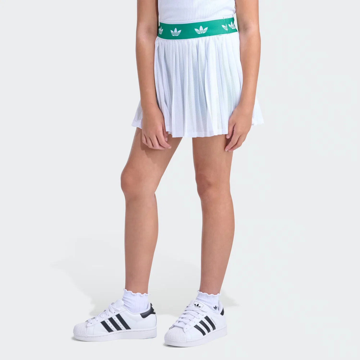 Детская юбка-шорты из сетчатой ткани со встроенными шортами Mesh Skort Adidas Originals, белый — фото 3
