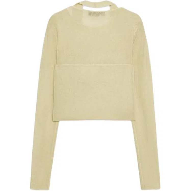 Женский свитер с круглым вырезом Bright Ginger Yellow ZARA, Ярко-имбирно-желтый — фото 4