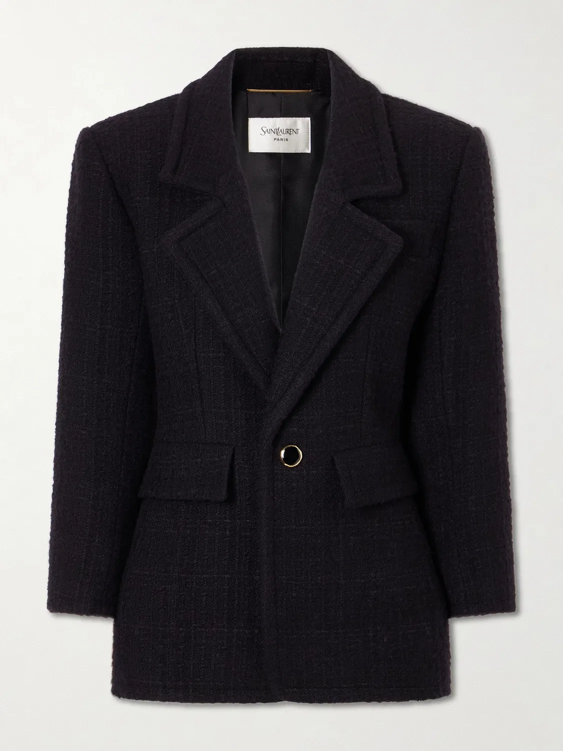 Твидовый блейзер из смесовой шерсти SAINT LAURENT, черный
