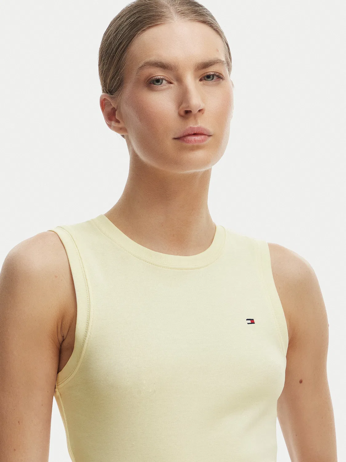 Женский топ облегающего кроя Tommy Hilfiger, бежевый — фото 4